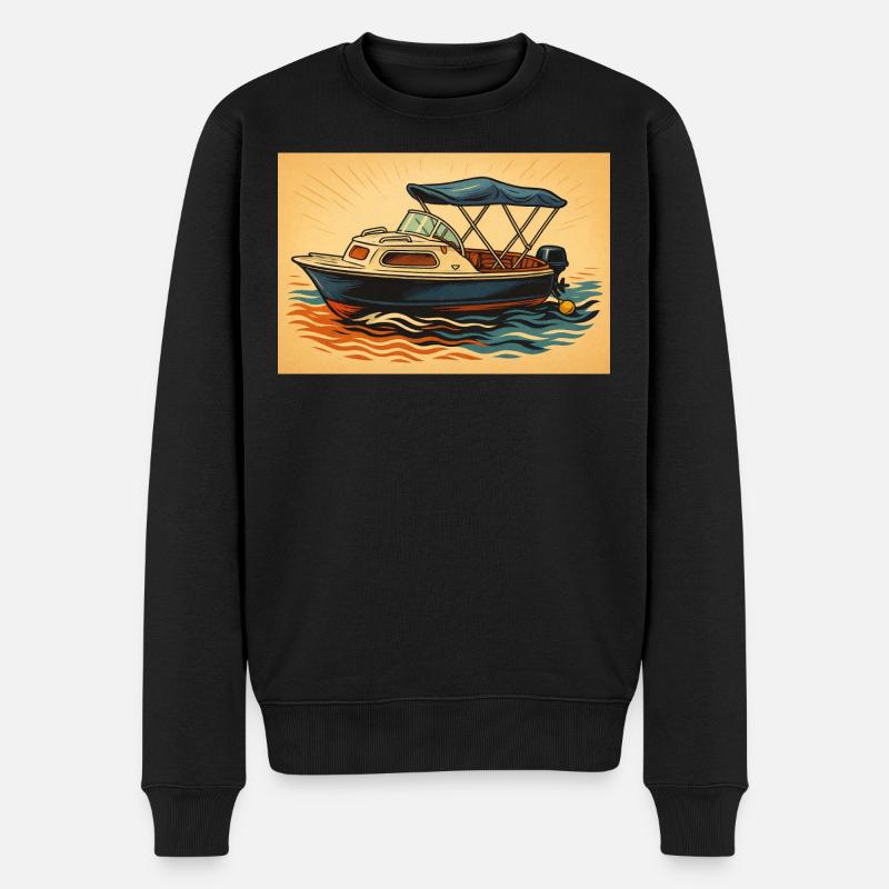 Motorboot Urlaubsfeeling - Männer Premium Bio Pullover - Schwarz