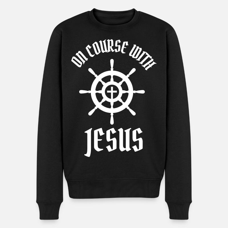 ON COURSE WITH JESUS - Männer Premium Bio Pullover - Schwarz