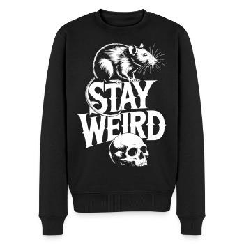 Stay Weird Ratte - Männer Premium Bio Pullover - Schwarz - Vorne - Nico (187cm)