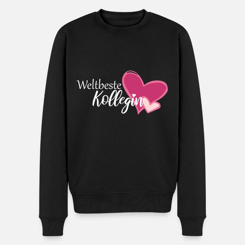 Weltbeste Kollegin Herz - Männer Premium Bio Pullover - Schwarz