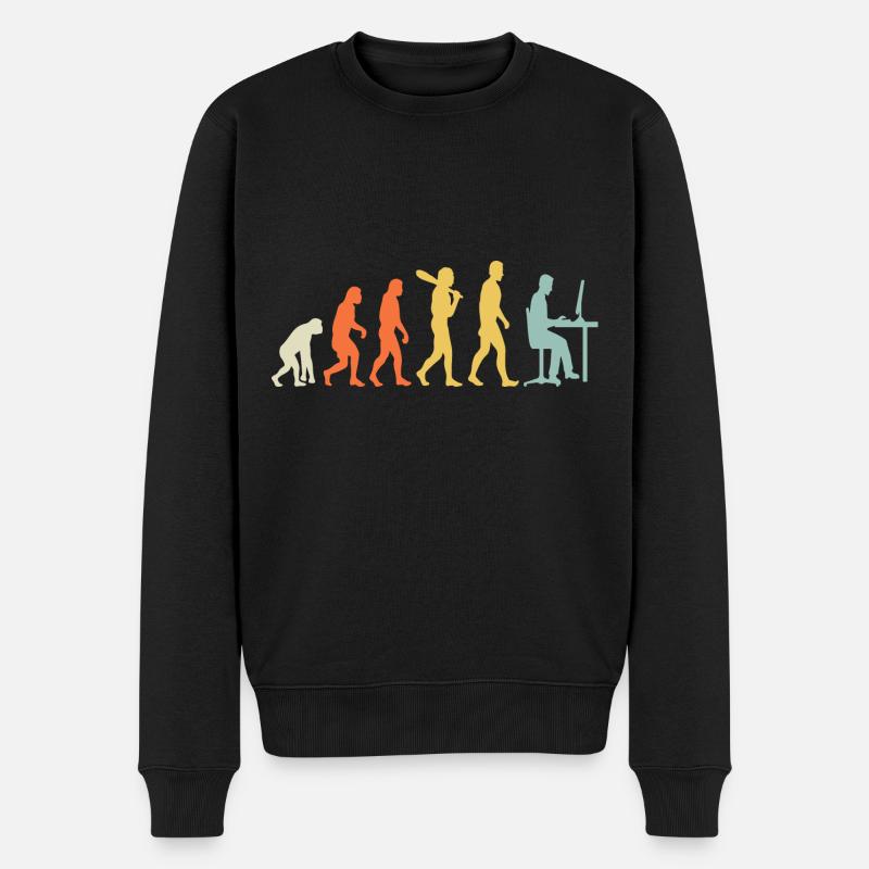 Die Evolution des Menschen zum Computerdesign - Männer Premium Bio Pullover - Schwarz
