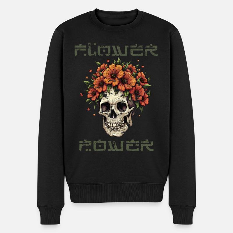 Flower Power - Männer Premium Bio Pullover - Schwarz