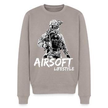 Airsoft /Softair / Softgun / AEG Airsoft Milsim - Men's Premium Organic Jumper - taupe - Front - Nico (187cm)
