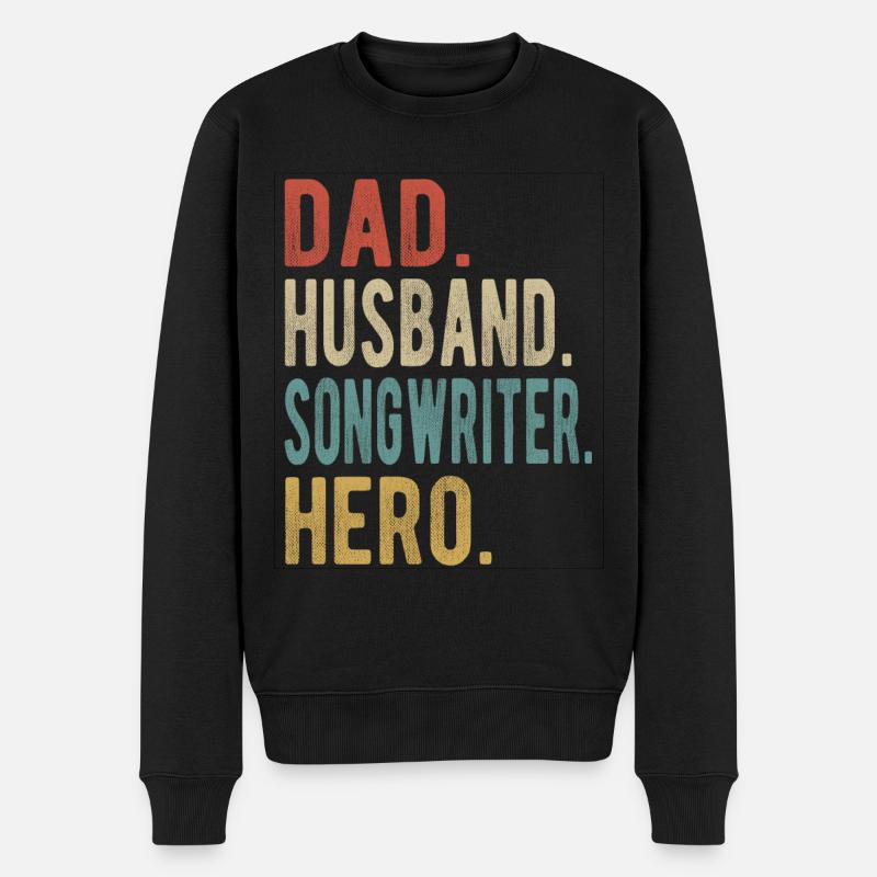 Songwriter Papa Ehemann Held - Männer Premium Bio Pullover - Schwarz