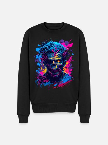 Zombie Head - Männer Premium Bio Pullover - Schwarz