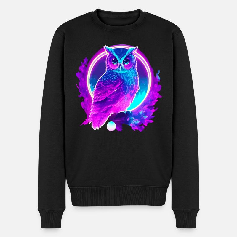 Owl Neon Moon Synthwave - Men's Premium Organic Jumper - black