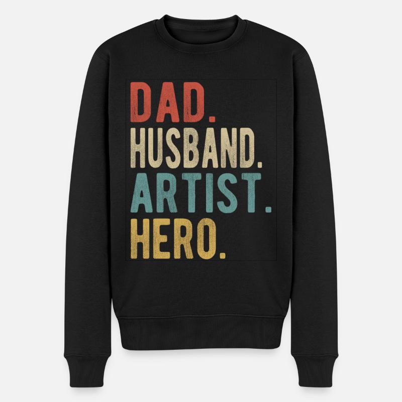 Artiste, Papa, Mari, Héros - Pull Premium bio Homme - noir