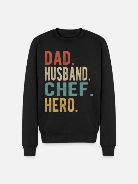 Chef Dad Husband Hero - Men's Premium Organic Jumper - black
