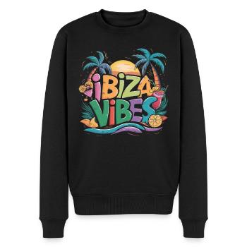 Ibiza Vibes Tropisches Paradies Sonnenuntergang - Männer Premium Bio Pullover - Schwarz - Vorne - Nico (187cm)