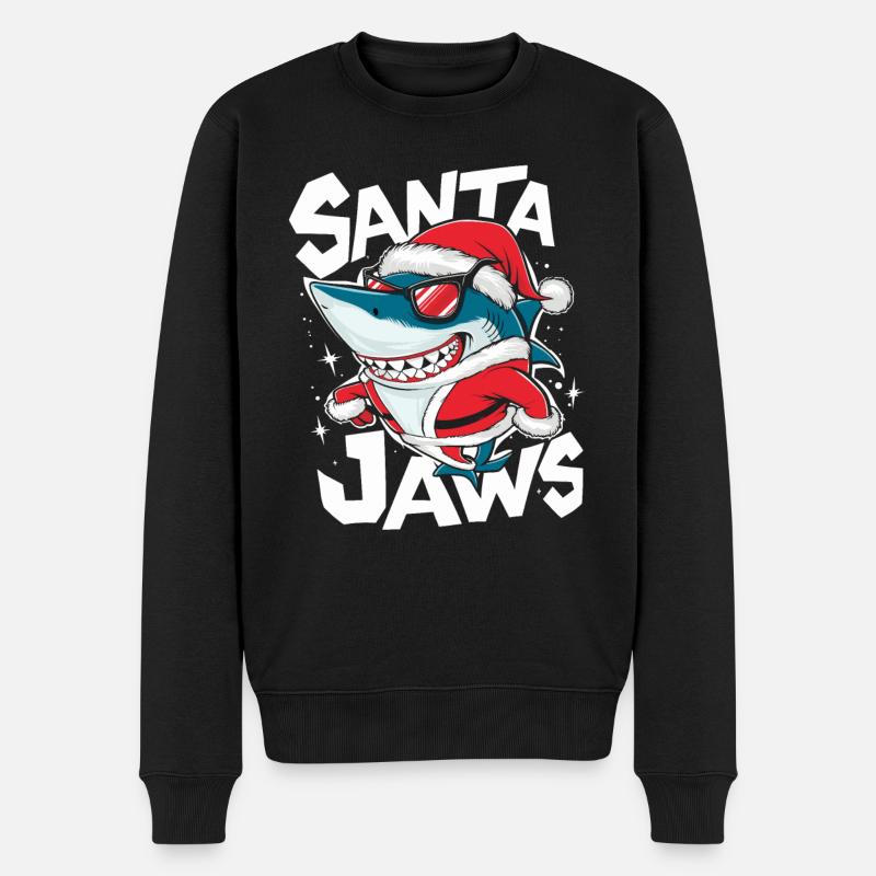 Santa Jaws witziges Hai Weihnachtsshirt - Männer Premium Bio Pullover - Schwarz