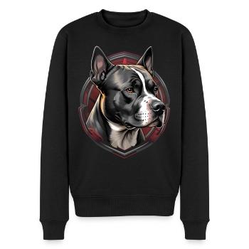 Tête de Staffordshire américain - Pull Premium bio Homme - noir - Devant - Nico (187cm)
