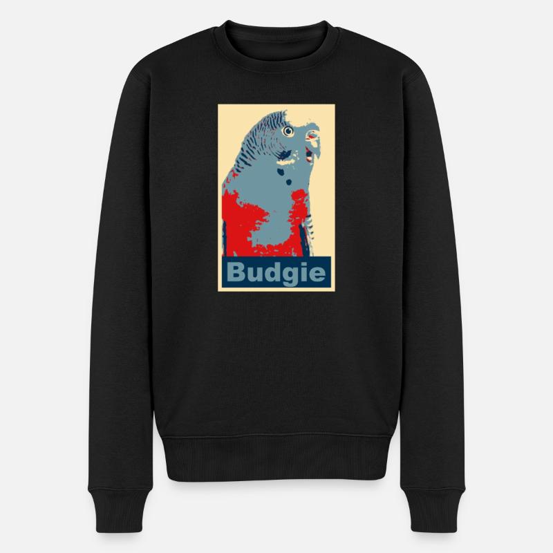 Wellensittich Budgie Bild - Männer Premium Bio Pullover - Schwarz