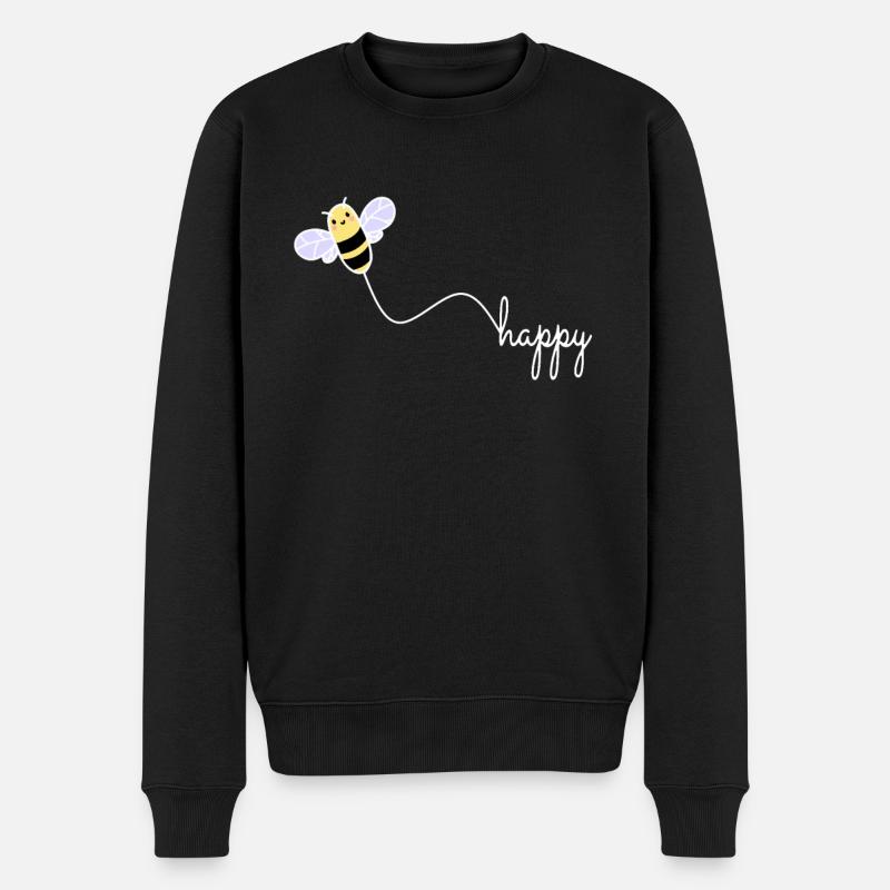 BEE HAPPY - Glücklich Umweltschutz BIENE Wortspiel - Männer Premium Bio Pullover - Schwarz