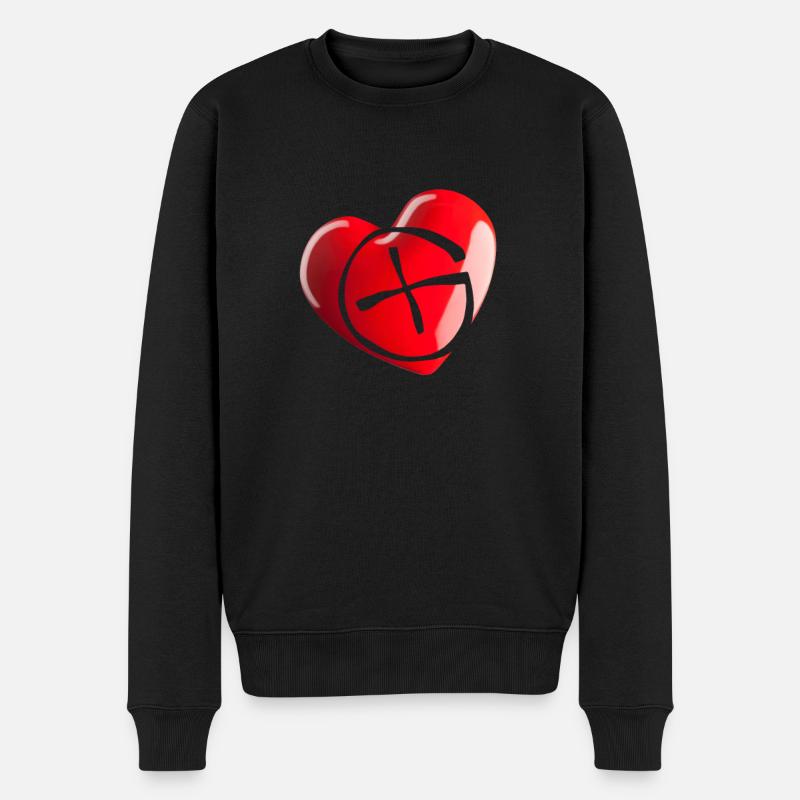 I Love Geocaching - Geocacher mit Herz - Männer Premium Bio Pullover - Schwarz