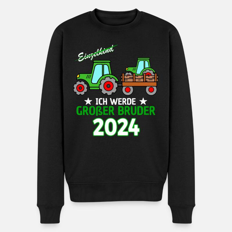 Ich Werde Großer Bruder 2024 - Geburt Sohn Traktor - Männer Premium Bio Pullover - Schwarz