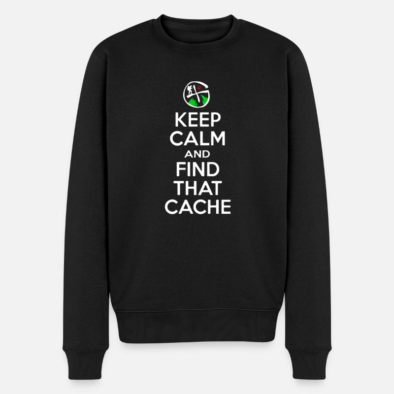 Geocaching - Keep Calm Find That Cache - Geocacher - Männer Premium Bio Pullover - Schwarz