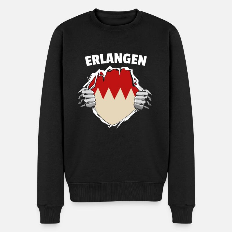 Stadt Erlangen Franken Franke Brust - Männer Premium Bio Pullover - Schwarz