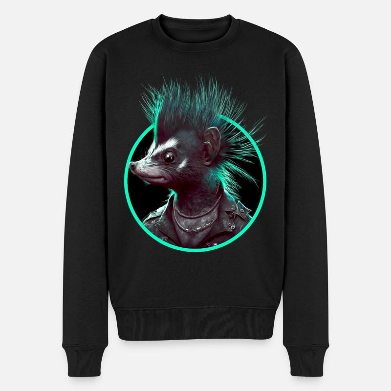 Punk Stinktier - Männer Premium Bio Pullover - Schwarz
