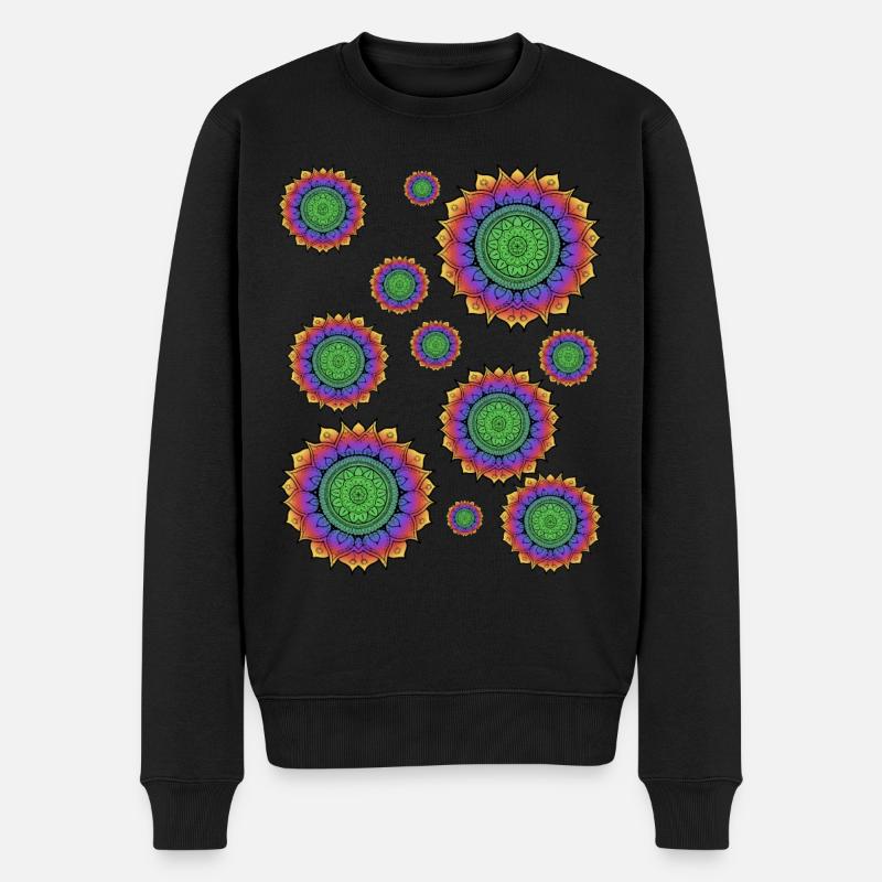 Mandala Blumen - Männer Premium Bio Pullover - Schwarz