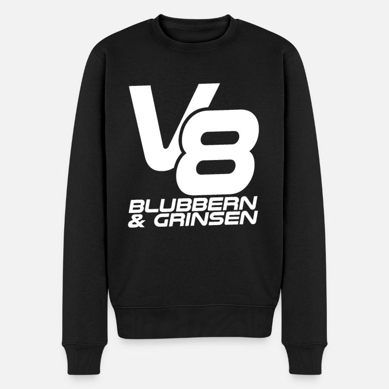 V8 - Blubbern & Grinsen - Männer Premium Bio Pullover - Schwarz