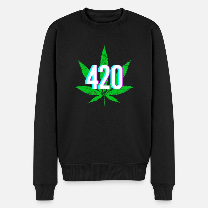 420 - Cannabis Weed - Pull Premium bio Homme - noir