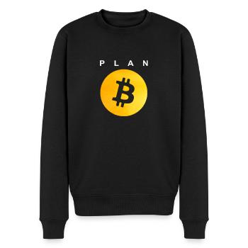 Plan B - Bitcoin - Männer Premium Bio Pullover - Schwarz - Vorne - Nico (187cm)