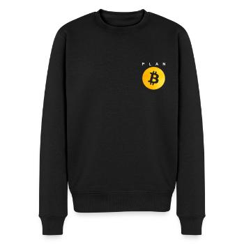 Plan B - Bitcoin - Männer Premium Bio Pullover - Schwarz - Vorne - Nico (187cm)