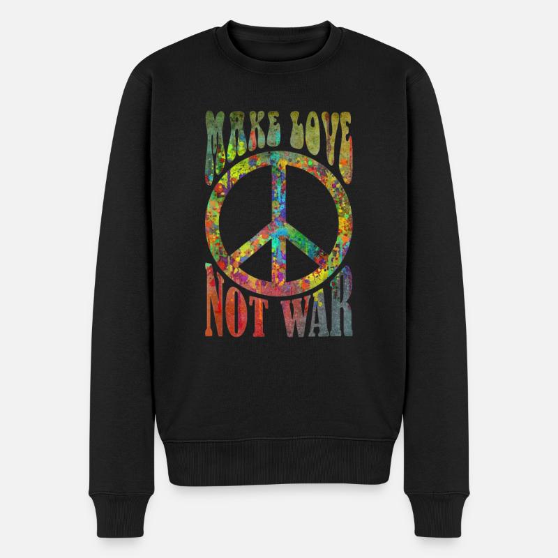 FAITES L’AMOUR - PAS LA GUERRE - Pull Premium bio Homme - noir