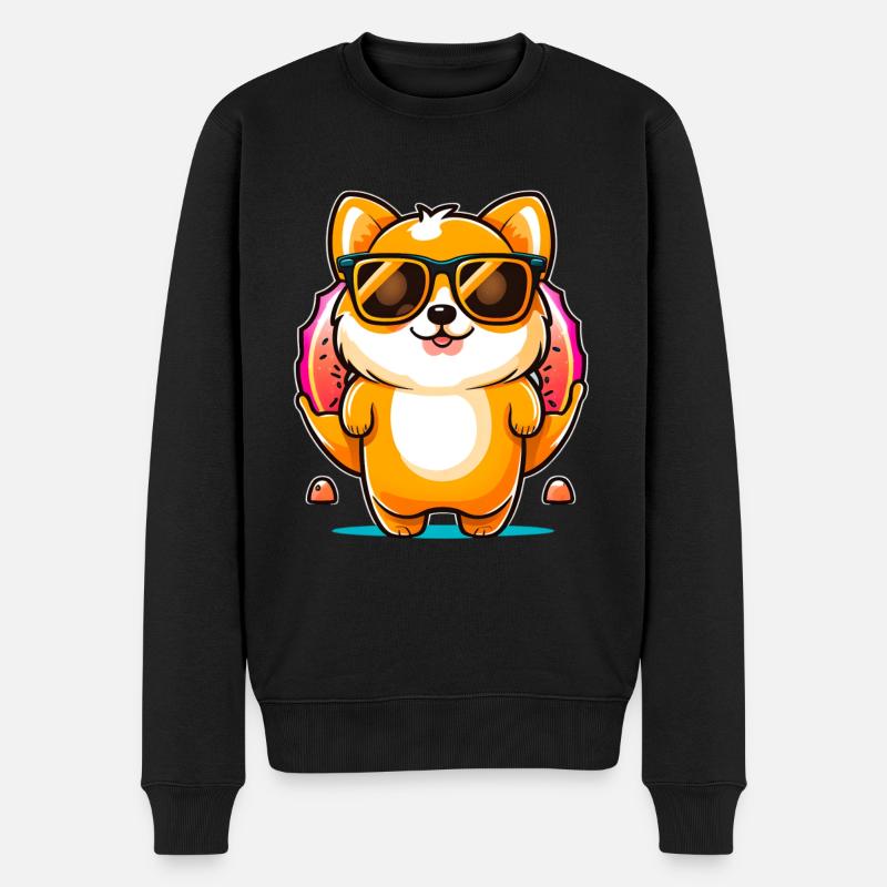 Lustiger Donut-Hund - Männer Premium Bio Pullover - Schwarz