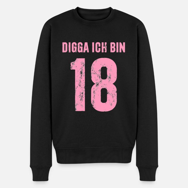 Digga Ich bin 18 - Geschenk zum 18. Geburtstag - Männer Premium Bio Pullover - Schwarz
