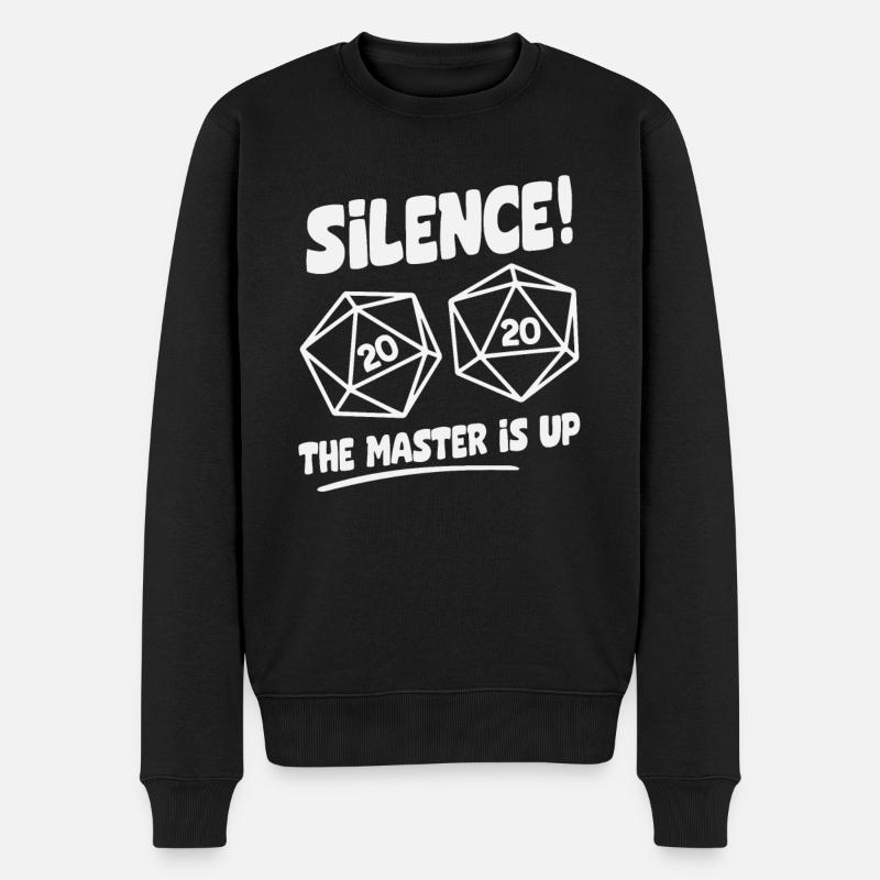 Silence! The Master Is Up D20 Würfel - Männer Premium Bio Pullover - Schwarz