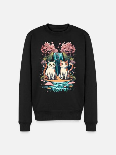 cute kawaii kitten japan - Men's Premium Organic Jumper - black
