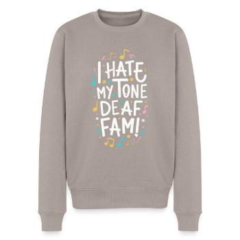 JE DÉTESTE MA FAMILLE SOURDE - Pull Premium bio Homme - taupe - Devant - Nico (187cm)