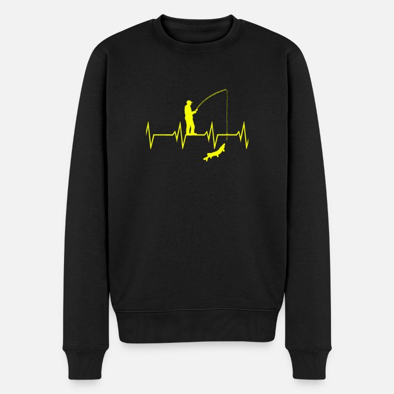 Angel Herzschlag - Männer Premium Bio Pullover - Schwarz