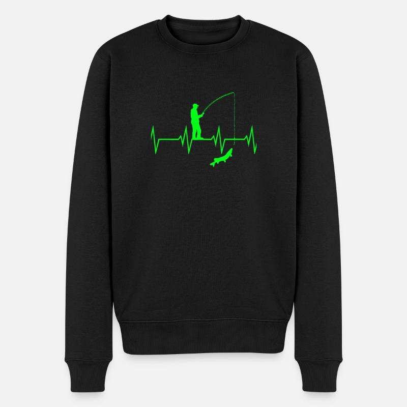 Angel Herzschlag - Männer Premium Bio Pullover - Schwarz