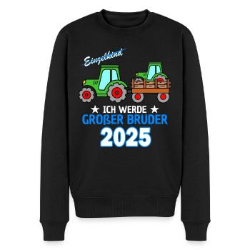 Ich Werde Großer Bruder 2025 - Geburt Sohn Traktor - Männer Premium Bio Pullover - Schwarz - Vorne - Nico (187cm)