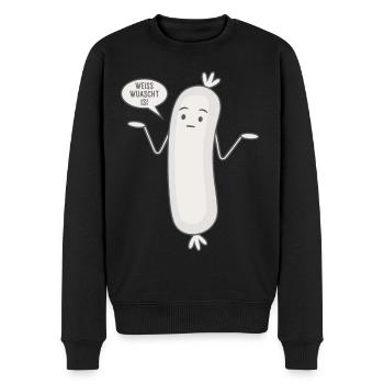 Weiss wuascht is - Spruch Wurst Lustige Weißwurst - Männer Premium Bio Pullover - Schwarz - Vorne - Nico (187cm)