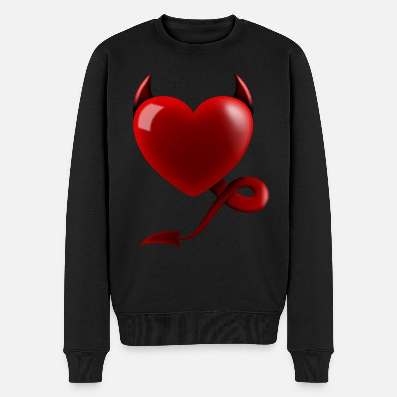 Herz Teufel Design Geschenk - Männer Premium Bio Pullover - Schwarz