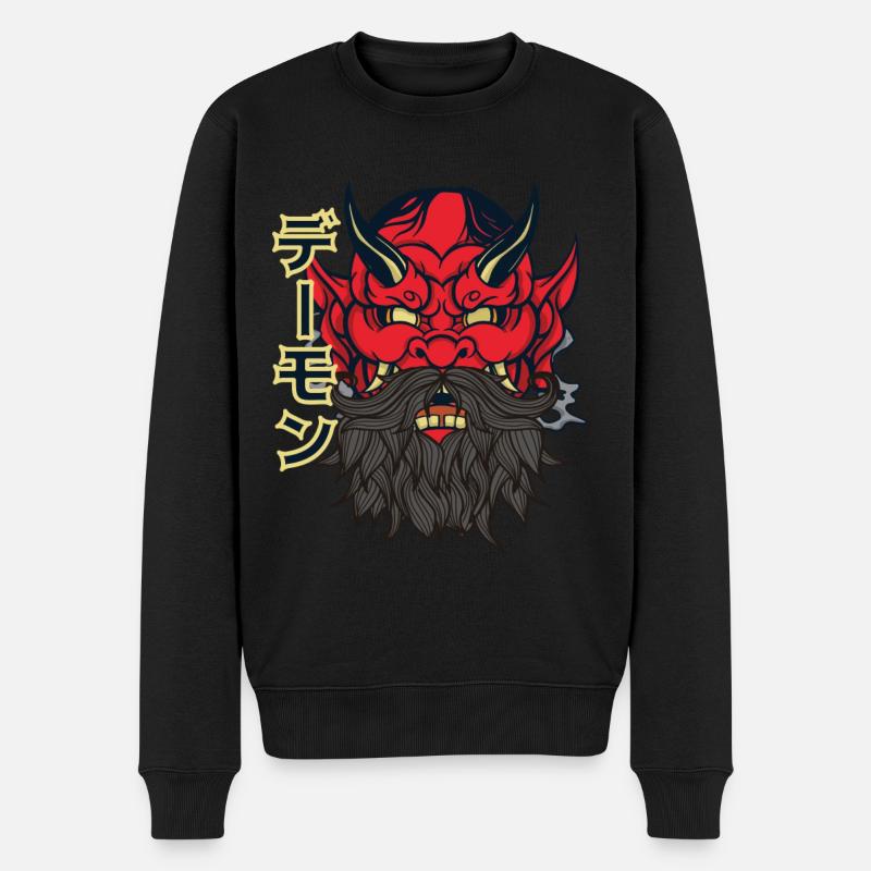 Teufel mit Bart - Männer Premium Bio Pullover - Schwarz