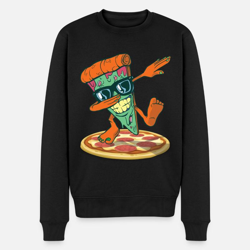 Dabbende Pizza - Männer Premium Bio Pullover - Schwarz