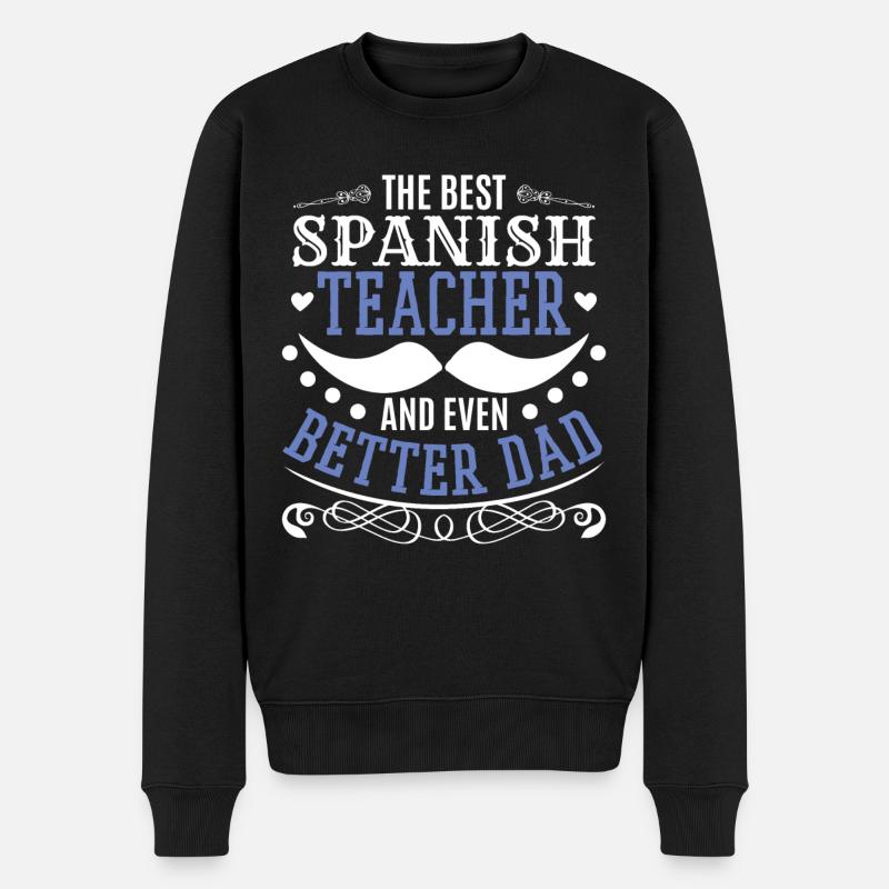 Papa Spanischlehrer - Männer Premium Bio Pullover - Schwarz