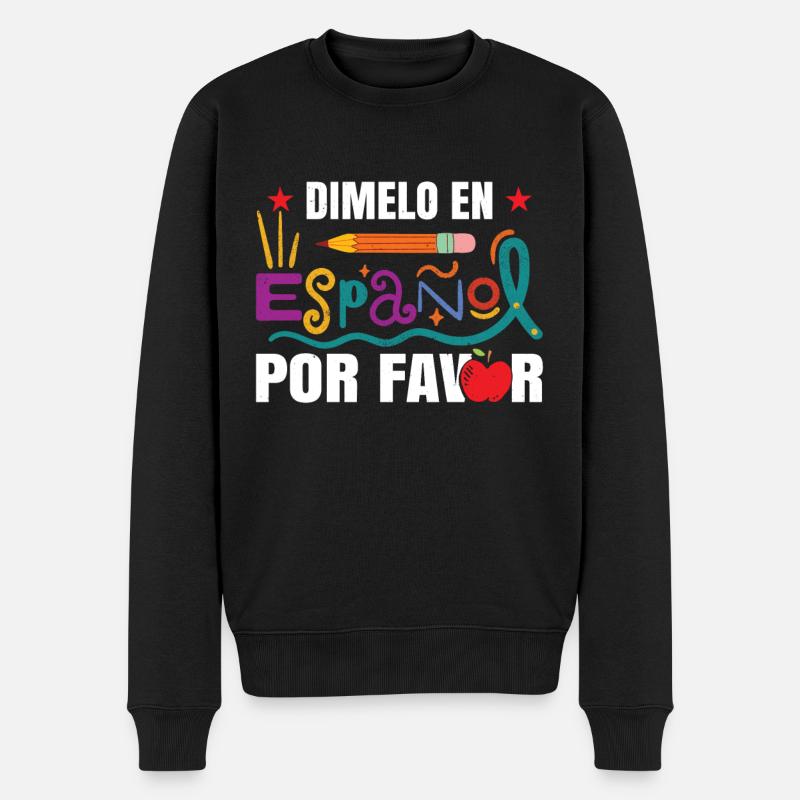 Lustige Schule Spanischlehrer - Männer Premium Bio Pullover - Schwarz
