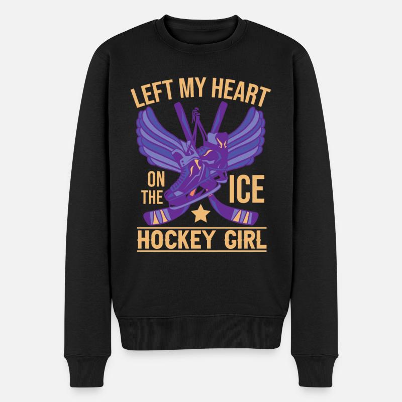 Fille de hockey sur glace - Pull Premium bio Homme - noir