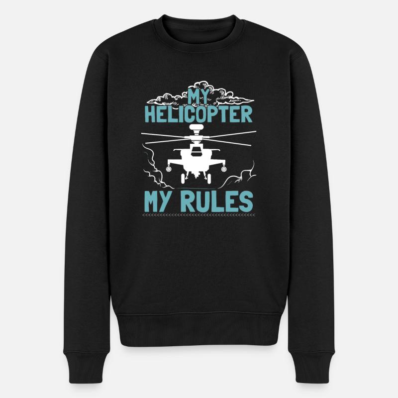 Aviation Flying Hubschrauber Pilot - Männer Premium Bio Pullover - Schwarz