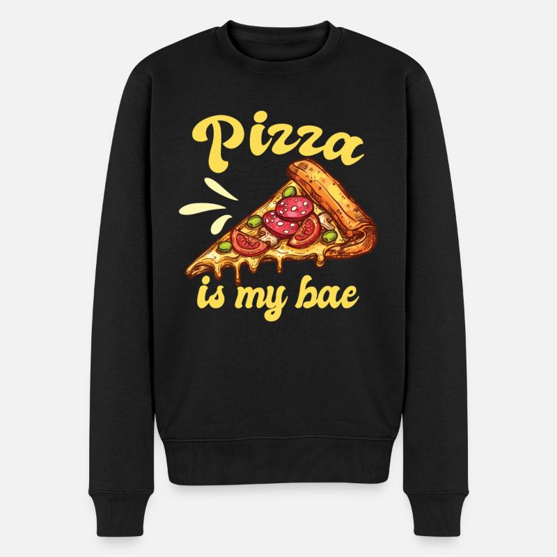 Pizza Liebe - Männer Premium Bio Pullover - Schwarz