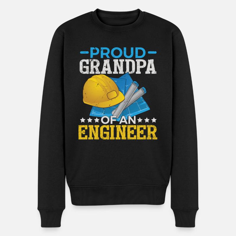 Stolzer Opa eines Ingenieurs - Männer Premium Bio Pullover - Schwarz