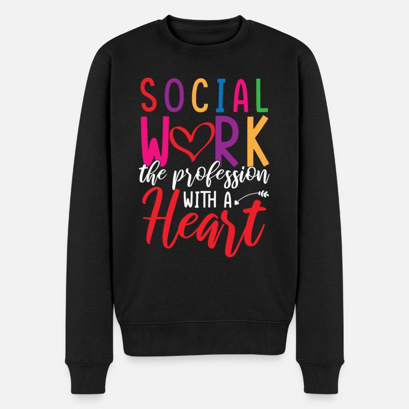 Travail social Cœur - Pull Premium bio Homme - noir
