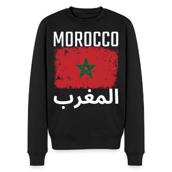 Morocco Flag Vintage Retro Morocco Football Retro - Men's Premium Organic Jumper - black - Front - Nico (187cm)