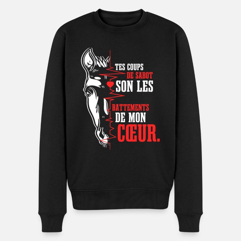 Cœur battant cheval - Pull Premium bio Homme - noir