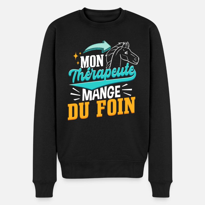 Drôle Chevaux Équitation Cheval - Pull Premium bio Homme - noir